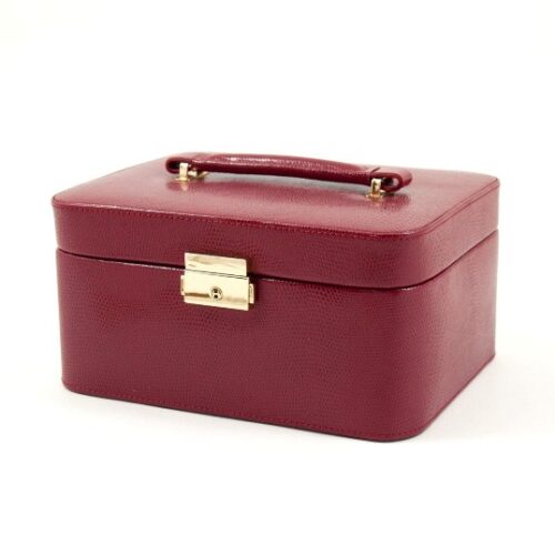 Red "Lizard" Leather Jewelry Box for 3 Watches