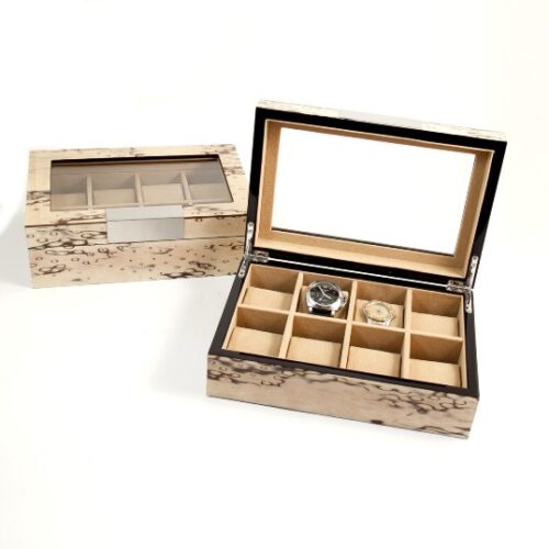 Lacquered "Exotic Ice" Burl Wood 8 Watch Case
