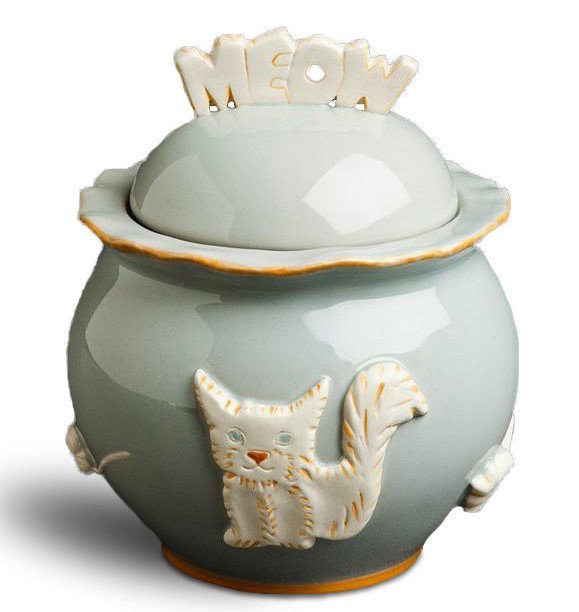 Cat Treat Jar - French Grey