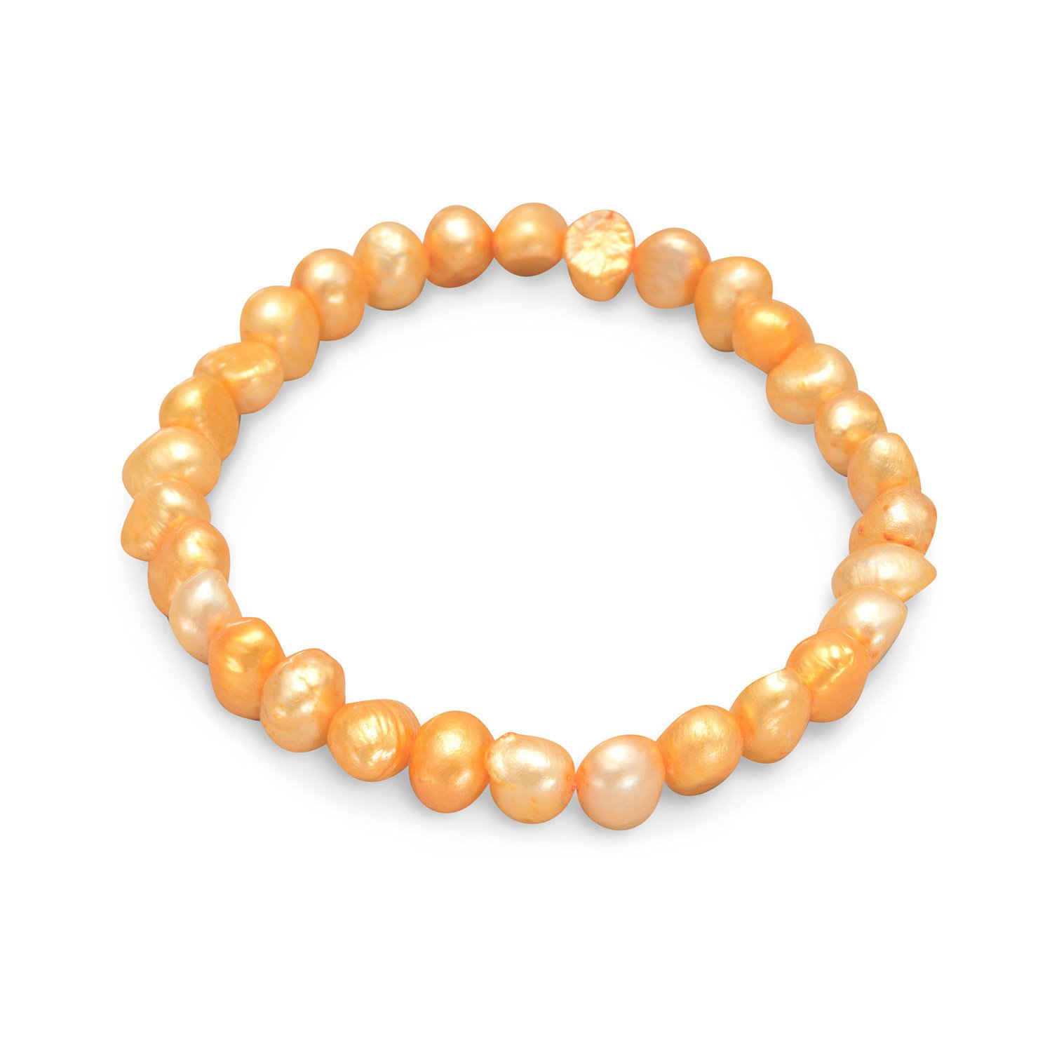 Orange Freshwater Pearl Stretch Bracelet