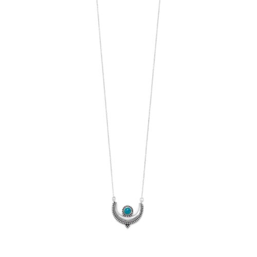 18" Oxidized Turquoise Crescent Necklace