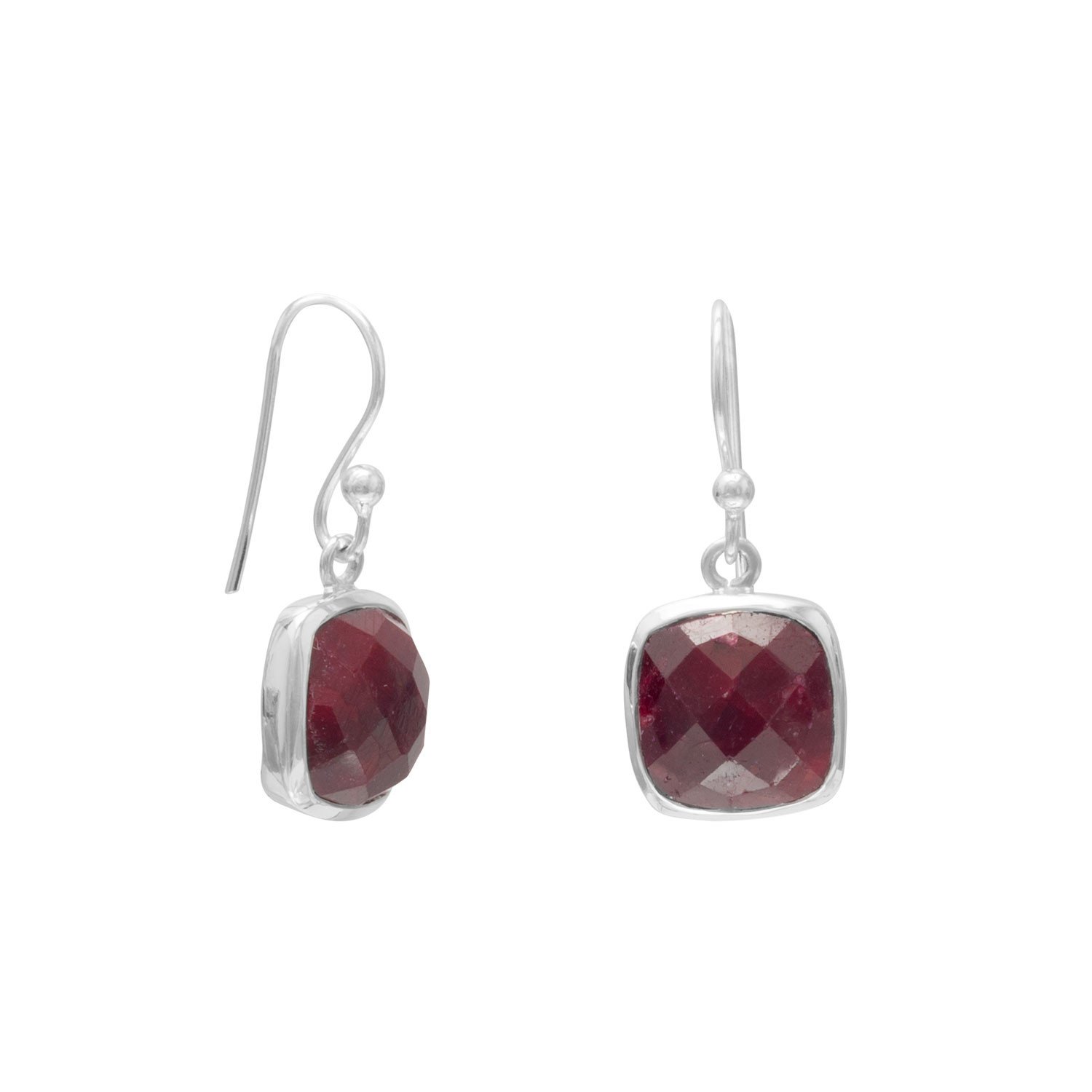 Square Faceted Corundum Earrings