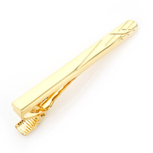 Gold Etched Lines Tie Clip