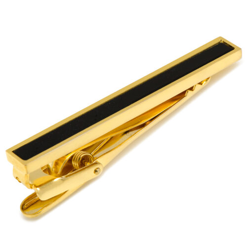 Gold and Onyx Inlaid Tie Clip