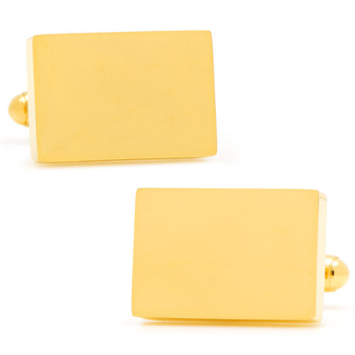 Stainless Steel Gold Plated Block Engravable Cufflinks