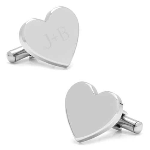 Stainless Steel Heart Engravable Cufflinks