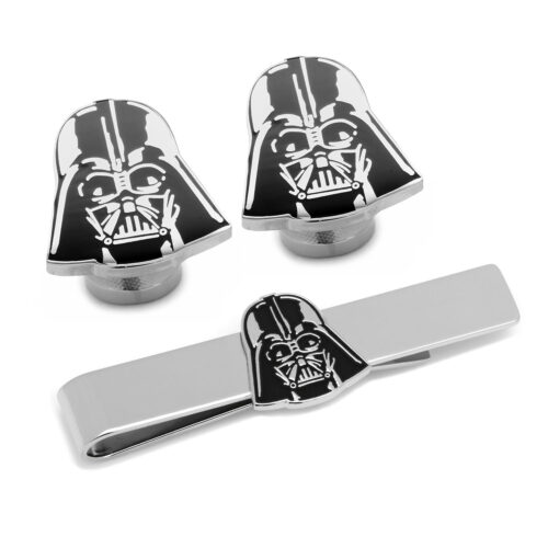 Darth Vader Matte Black Cufflinks and Tie Bar Gift Set