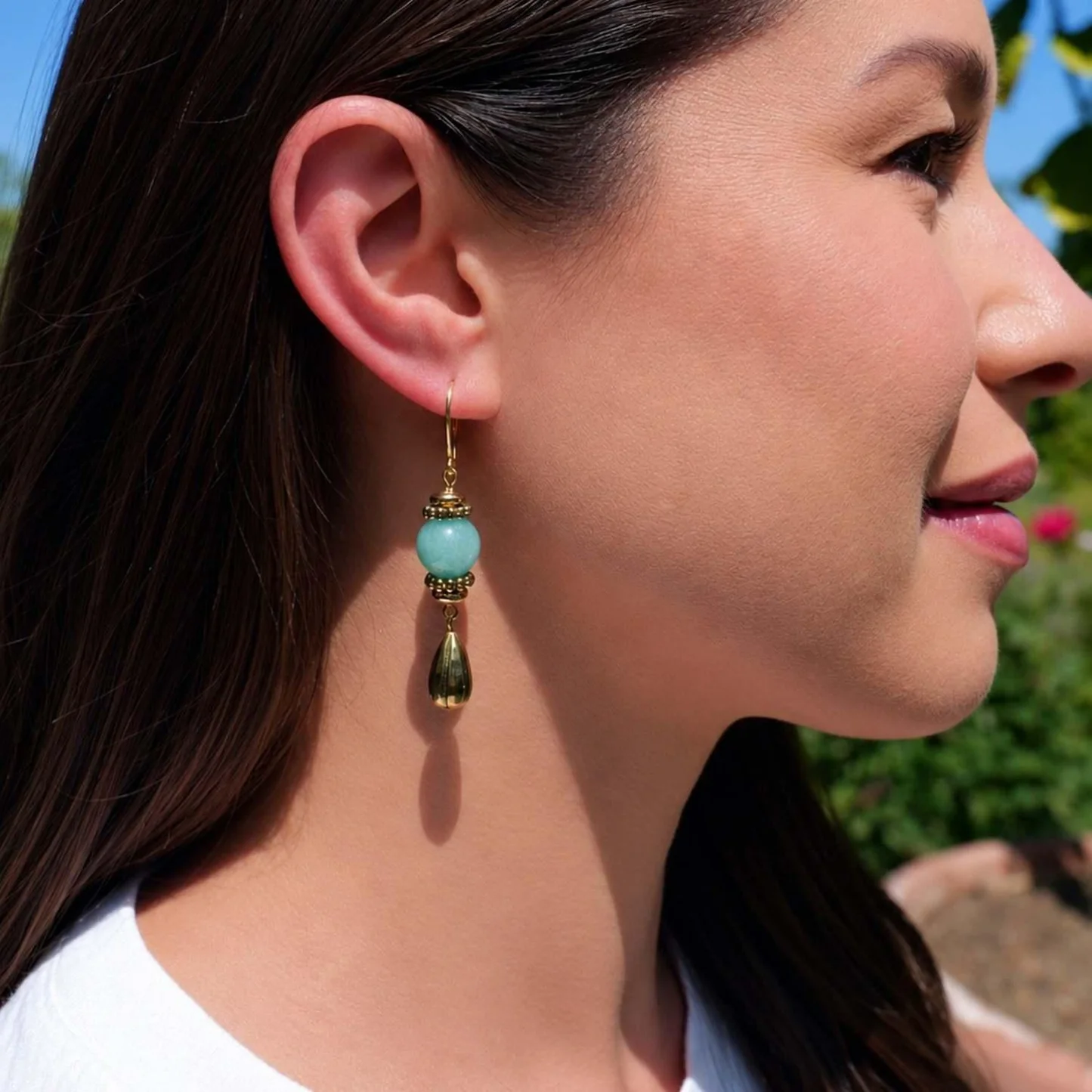 Gold Teardrop Earrings - Image 3