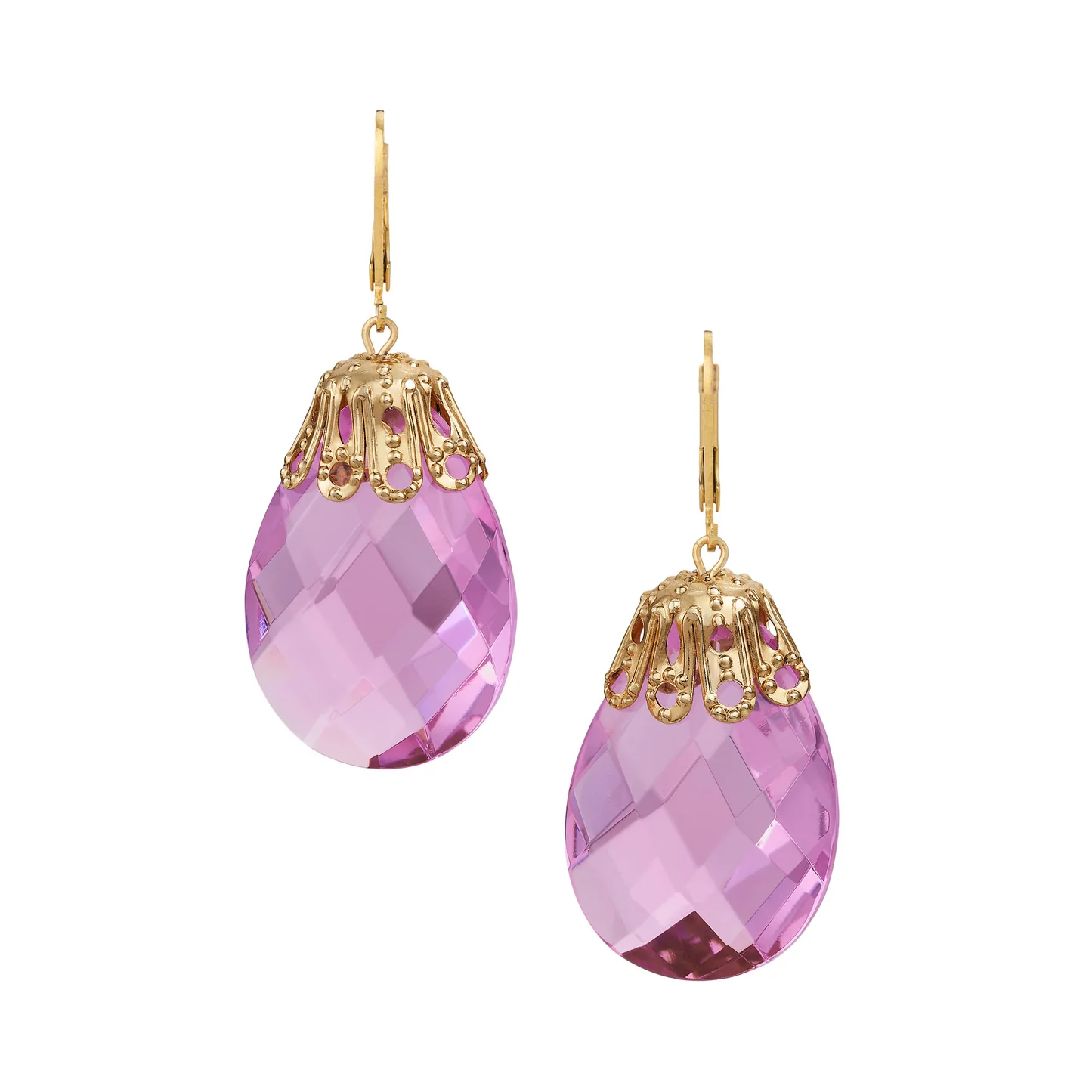 Pink Briolette Crystal Earrings