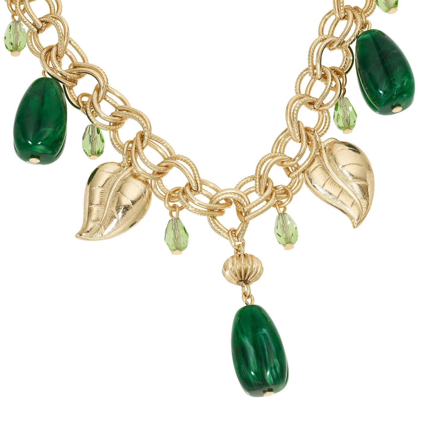 Green Drop Gold Tone Necklace - Image 2