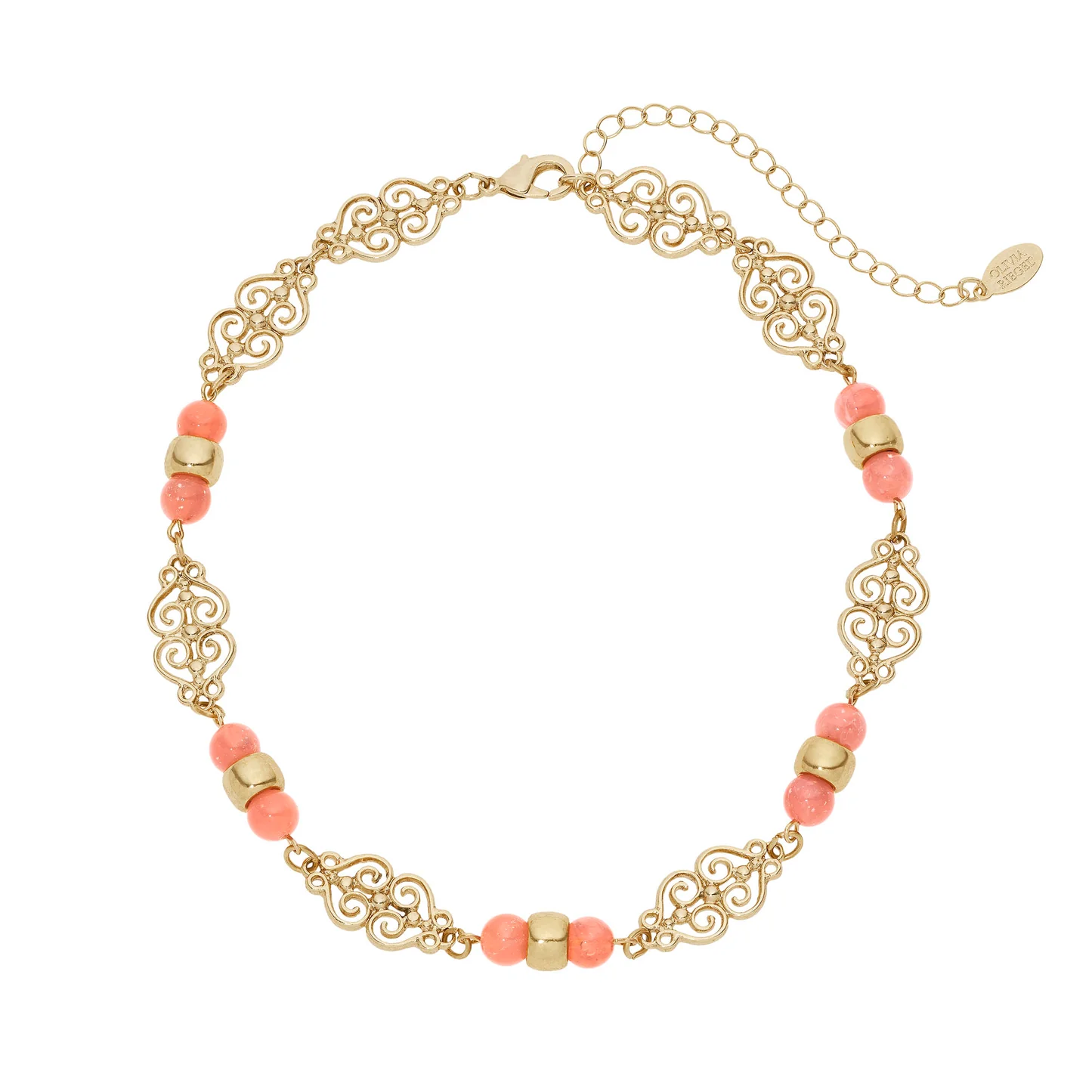 Pink Bead Gold Necklace - Image 3