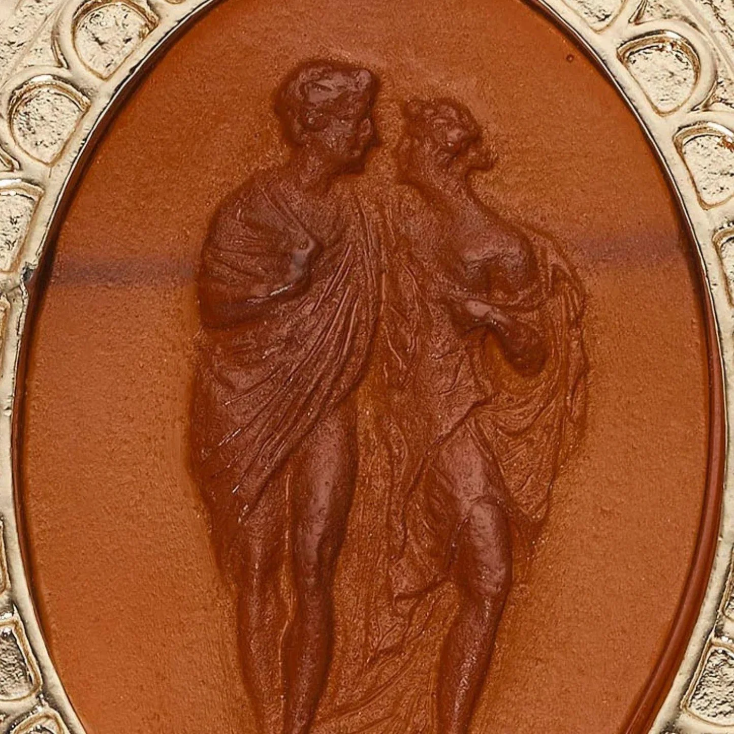 Byzantine Revival Amber Intaglio Brooch with Pearls - Image 3