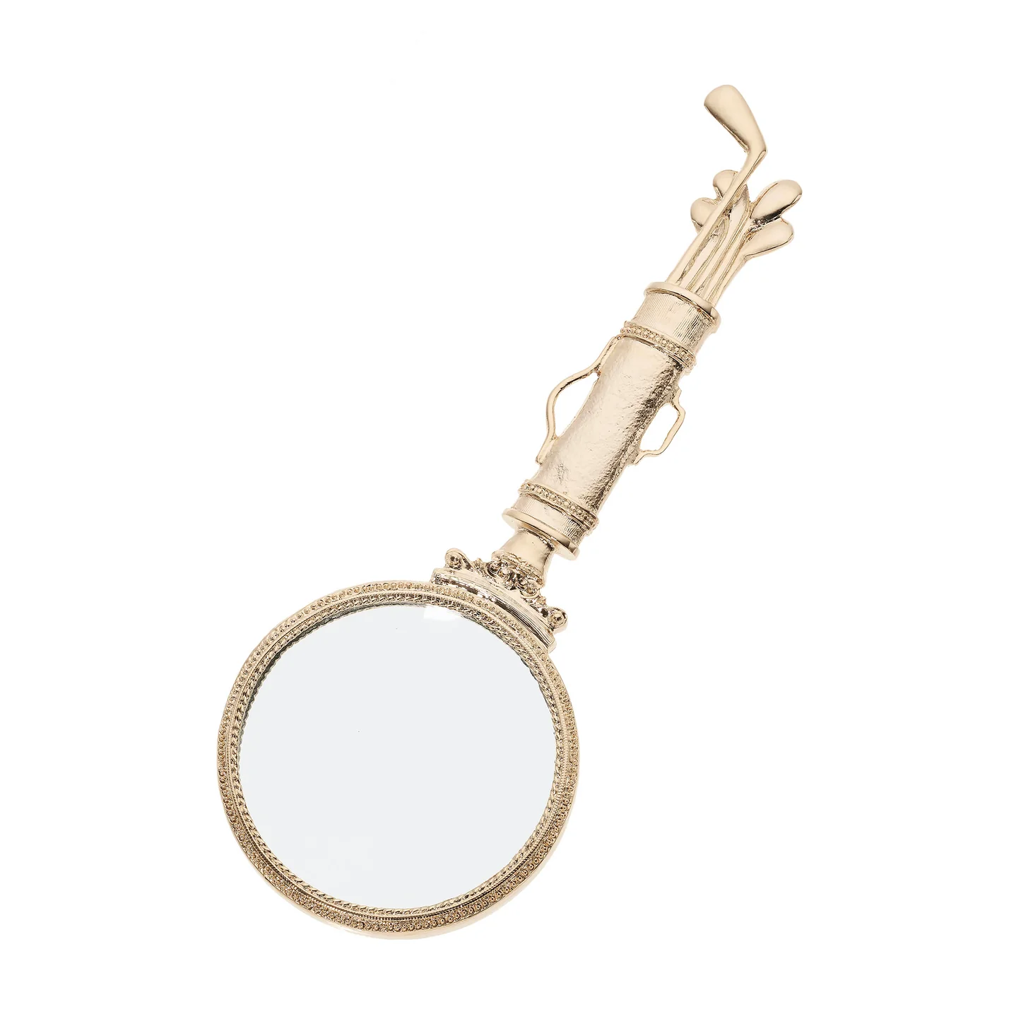 Gold Golf Clubs Magnifying Glass