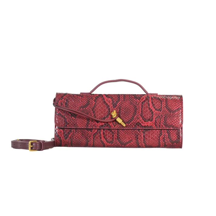 Cindy Luxe Red Faux Snakeskin