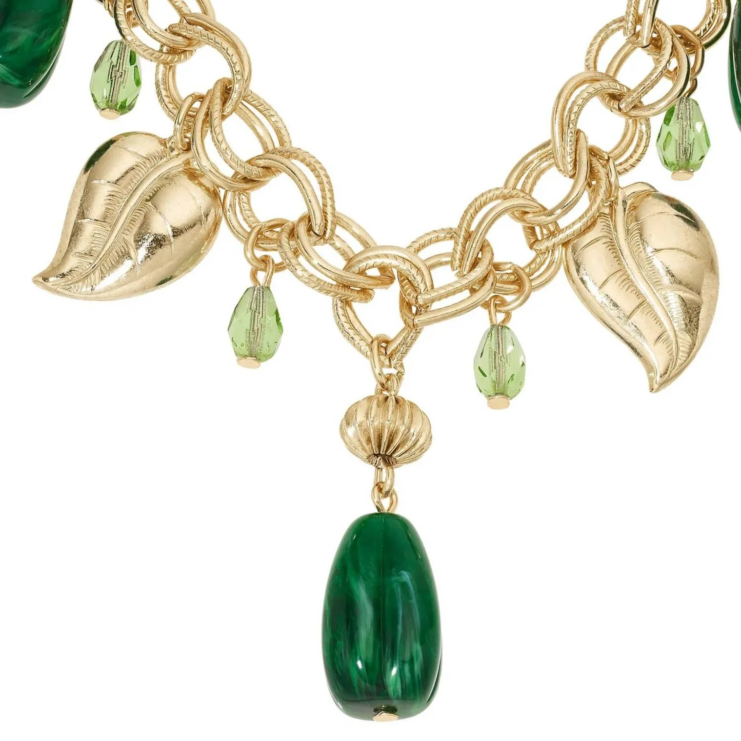 Green Drop Gold Tone Necklace - Image 3
