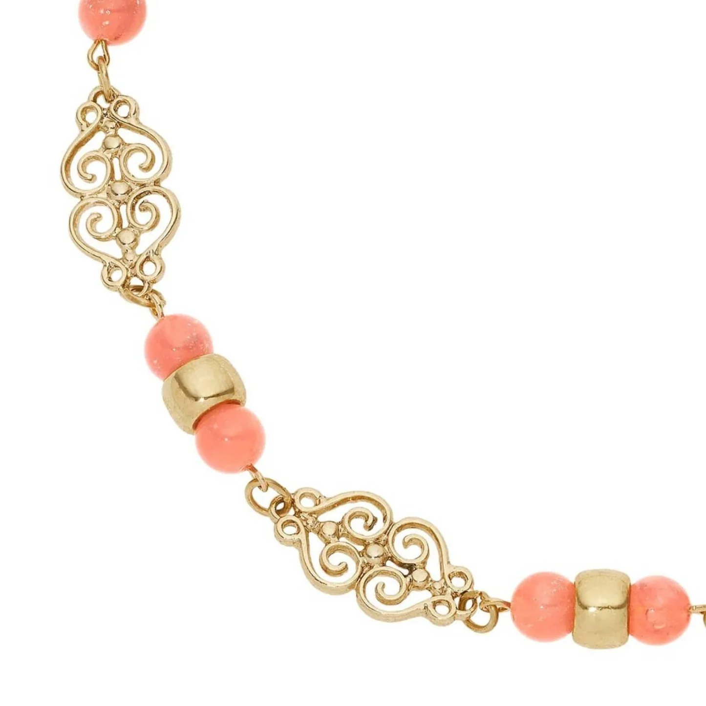 Pink Bead Gold Necklace