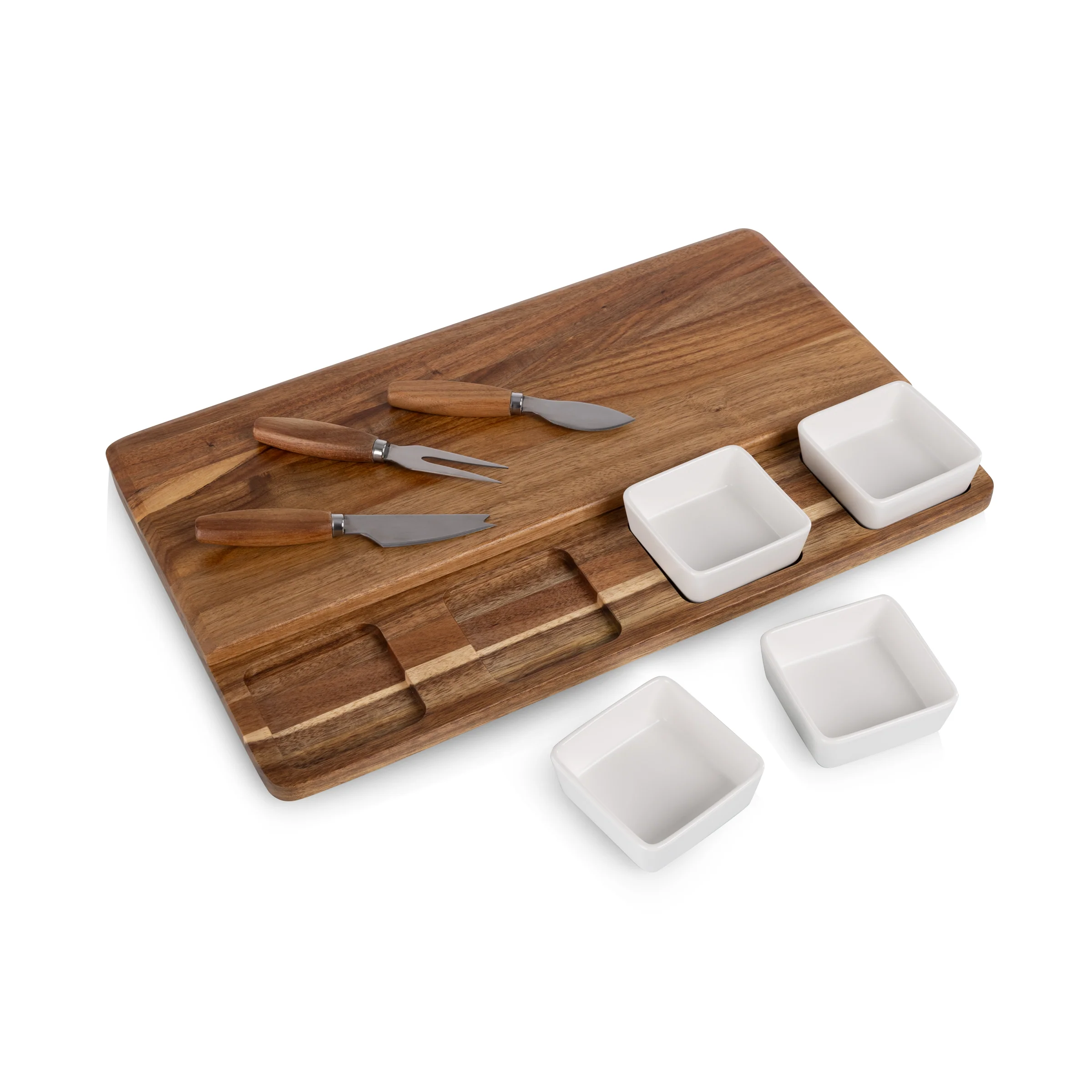 Picada Tapas and Cheese Board Set with Dip Bowls